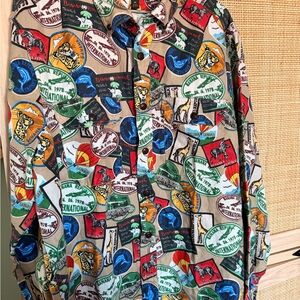 Banana Republic Multicolor Graphic Linen Blend Shirt Size Medium